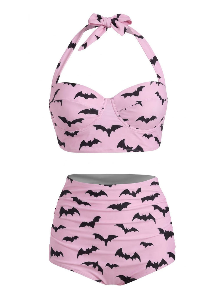 [Vorverkauf] Grüner 50er Bikini-Set mit Neckholder und Schnürung