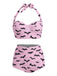 [Vorverkauf] Grüner 50er Bikini-Set mit Neckholder und Schnürung