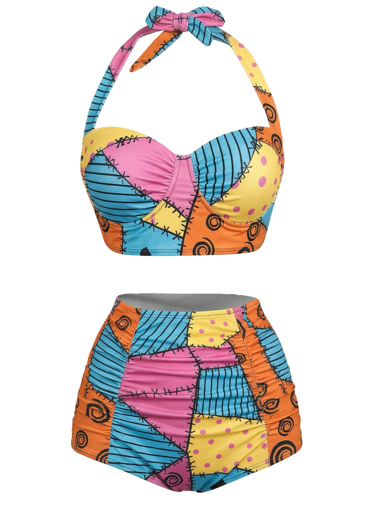 [Vorverkauf] Grüner 50er Bikini-Set mit Neckholder und Schnürung
