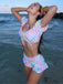Mehrfarbig 1970er Puff Gingham Plaid Tankini Set