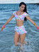 Mehrfarbig 1970er Puff Gingham Plaid Tankini Set