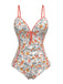 Orange 1960er Gänseblümchen Gerüschtes Badeanzug