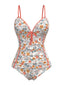 Orange 1960er Gänseblümchen Gerüschtes Badeanzug