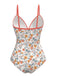 Orange 1960er Gänseblümchen Gerüschtes Badeanzug