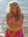 Rosa 1960er Blumen Druck Bindefront Geschichtet Bikini Set