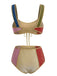 Mehrfarbiges Patchwork-Bikini-Set im Metallic-Stil der 1940er Jahre