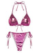 1970er Solide Halter Metallisch Bikini Set