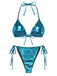 1970er Solide Halter Metallisch Bikini Set