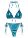1970er Solide Halter Metallisch Bikini Set