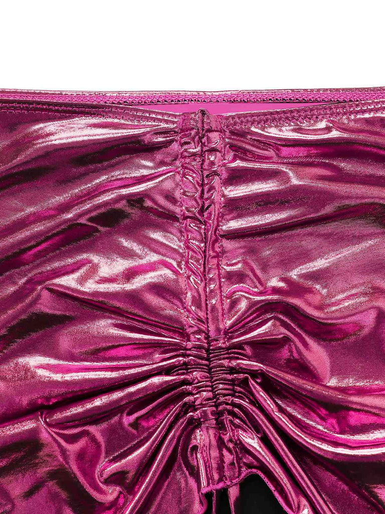 1970er Solide Halter Metallisch Bikini Set