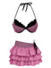 2PCS Rosa 1960er Streifen Bikini Set & Gestuft Cover-Up