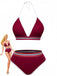 Rotes 80er Bikini-Set mit Glitzer und Neckholder