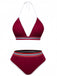 Rotes 80er Bikini-Set mit Glitzer und Neckholder