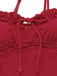 Rot 1960er Bestickt Cutout Rüschen Tankini Set