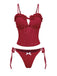 Rot 1960er Bestickt Cutout Rüschen Tankini Set