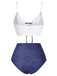 Blau 1940er Schnürung Halter Schein-Denim Bikini Set