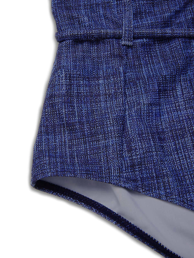 Blau 1940er Schnürung Halter Schein-Denim Bikini Set