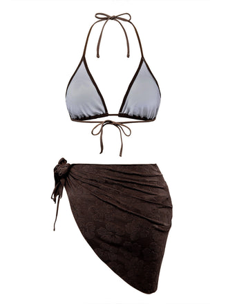 70er Badeanzug & Cover-Up mit 3D-Kamelie und Folien-Print