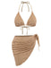 70er Badeanzug & Cover-Up mit 3D-Kamelie und Folien-Print