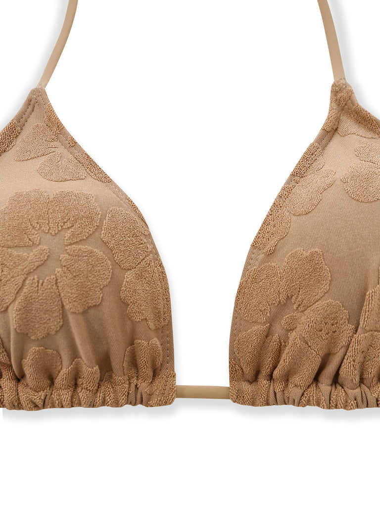 70er Badeanzug & Cover-Up mit 3D-Kamelie und Folien-Print