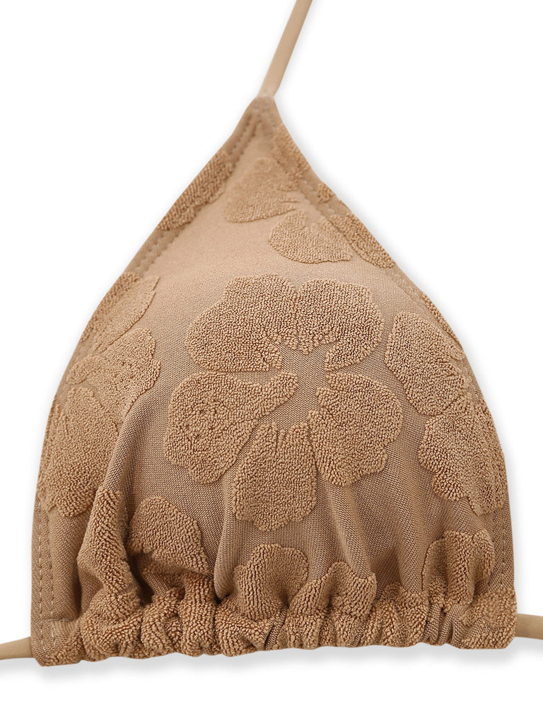70er Badeanzug & Cover-Up mit 3D-Kamelie und Folien-Print
