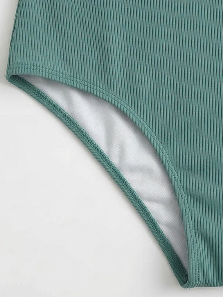 80er Badeanzug mit Schnürung und Neckholder