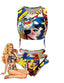1980er Klassisch Pop Art Cutout Tankini Set