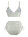 1970er Hochtailliert Metallic Schimmer Bikini Set