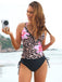 1950er V-Ausschnitt Blumen Patchwork Tankini Set