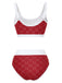 1940er Lochstickerei Hohe Taille Farbblock Tankini Set