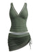 Schwarzes 60er Tankini-Set & Cover-Up mit Mesh und Raffungen
