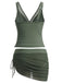 Schwarzes 60er Tankini-Set & Cover-Up mit Mesh und Raffungen