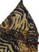 Hellbraunes 1960er-Tankini-Set mit Leopardenmuster und Rüschen vorne zum Binden