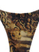 Hellbraunes 1960er-Tankini-Set mit Leopardenmuster und Rüschen vorne zum Binden