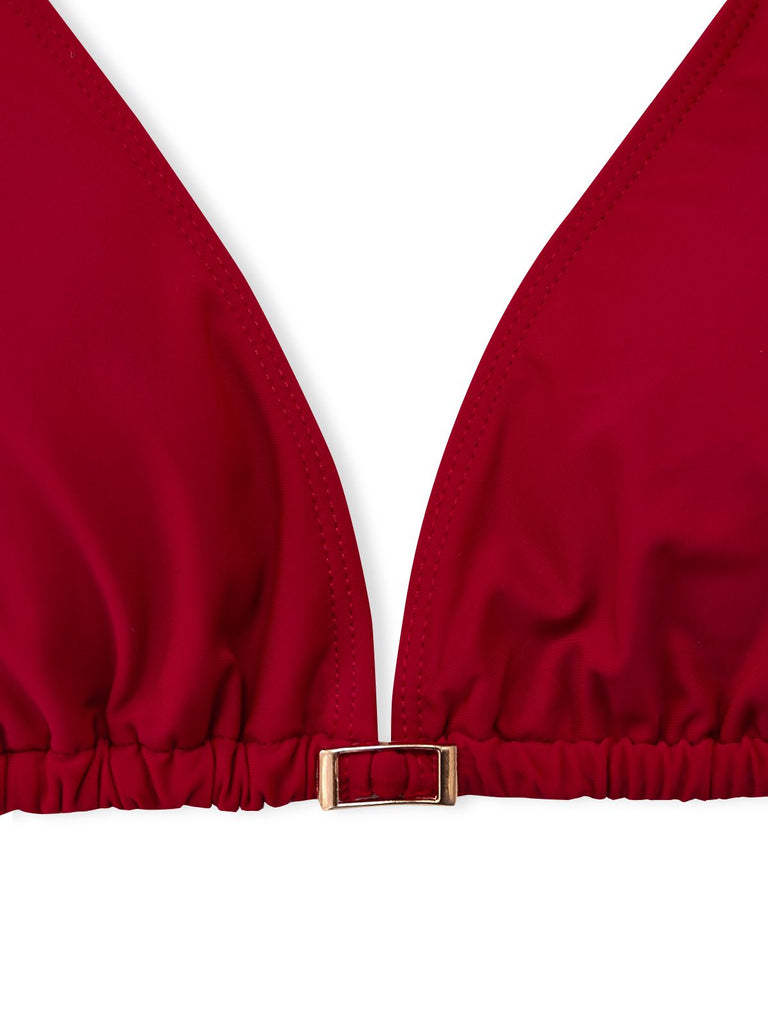 [Vorverkauf] 1950er Tief V-Ausschnitt Häkel Netz Halter Bademode