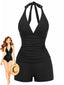 40er Tankini-Set mit Raffungen und Neckholder