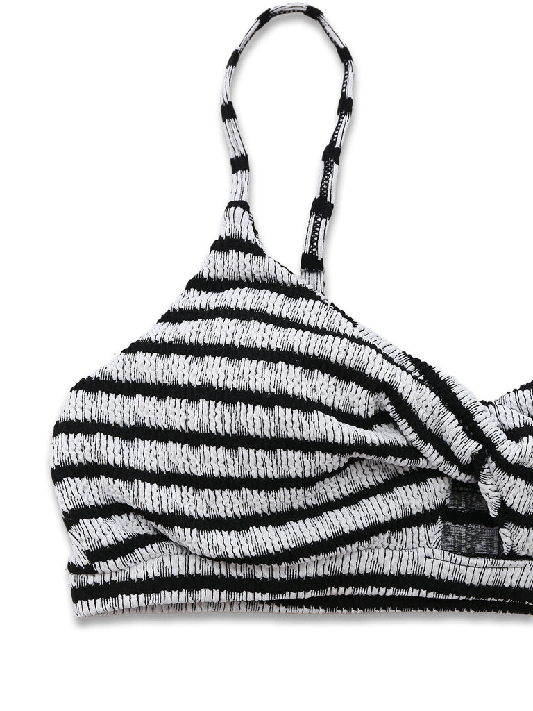 Schwarzes & Weißes 30er Vintage Bikini-Set mit Farbblock