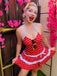 Rot 1940er Polka Dot Halter Bogen Einteilig Badeanzugkleid