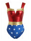 [Vorverkauf] Mehrfarbiger 70er Wonder Woman Badeanzug mit Sternen-Print
