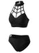 Schwarzes 70er Gothic Bikini-Set mit Neckholder und Cut-out