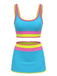 3PCS 1950er Kontrast Zickzack Besatz Tankini Set & Cover-Up