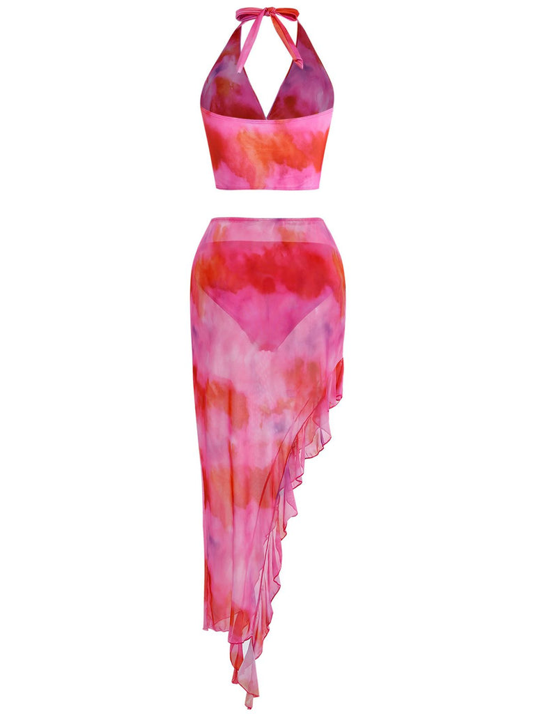 Pinkfarbenes Tankini-Set im Ombré-Stil der 1950er Jahre, 2-teilig