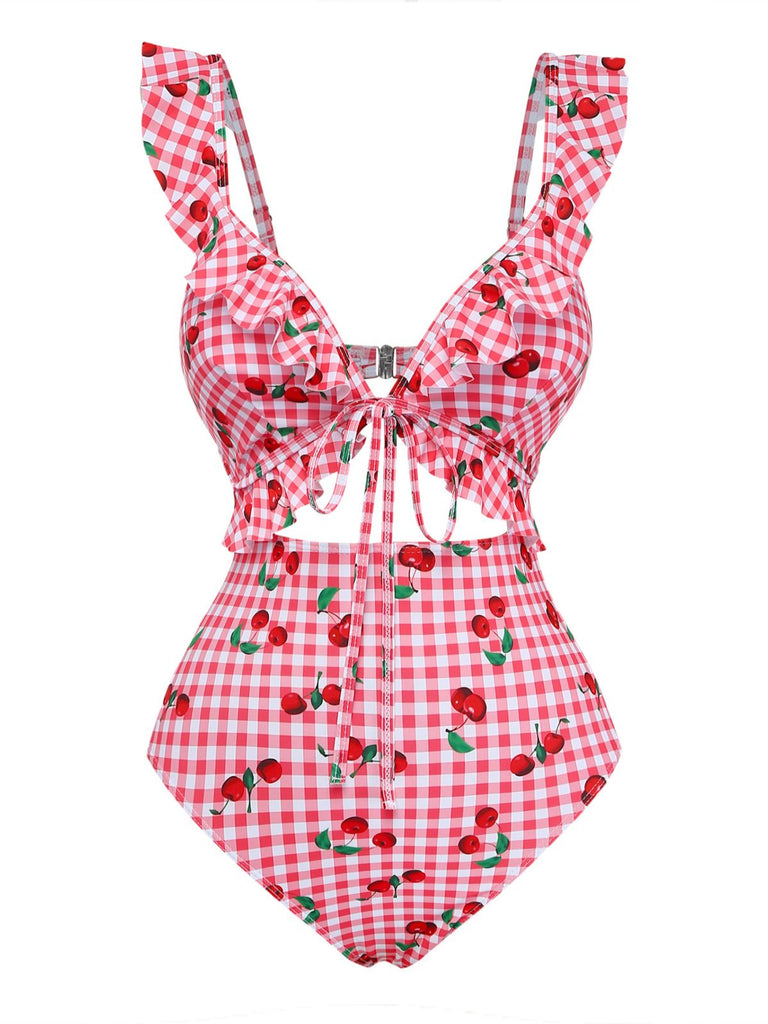 Roter Neckholder-Badeanzug aus den 1950er Jahren 2
