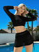 60er Bikini-Set & Cover-Up mit Langarm und Häkelarbeit