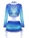 60er Bikini-Set & Cover-Up mit Langarm und Häkelarbeit