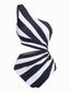 [Vorverkauf] 60er Badeanzug mit Zebra-Print und One-Shoulder