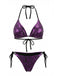 Lila 80er Bikini-Set mit Neckholder und Print