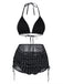 Schwarzes Tankini-Set im Stil der 1950er Jahre mit Raffungen, 6-teilig