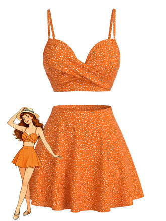 1950er Polka Dot Hohe Taille Bikini Set & Cover-Up