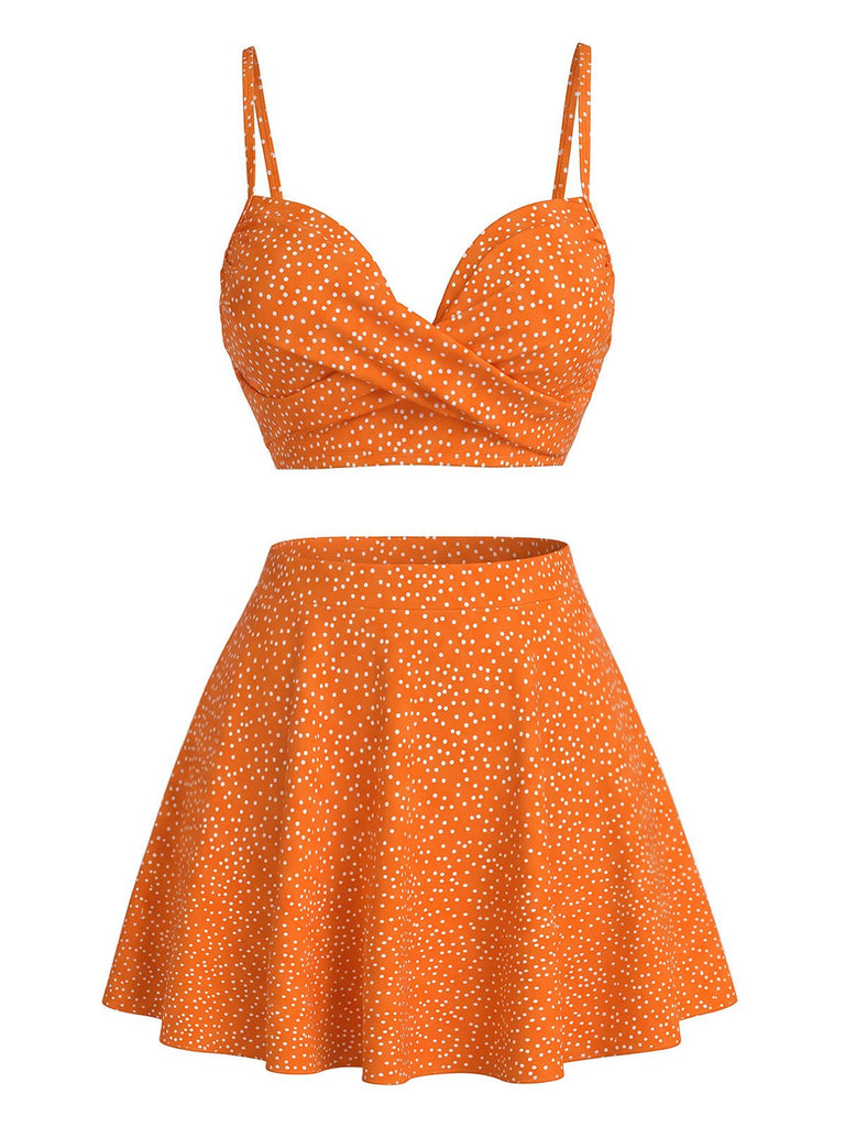 1950er Polka Dot Hohe Taille Bikini Set & Cover-Up